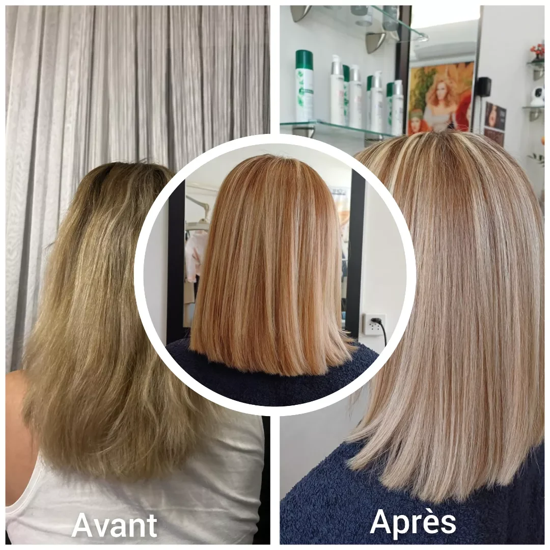 Balayage : cheveux avant et après la prestation